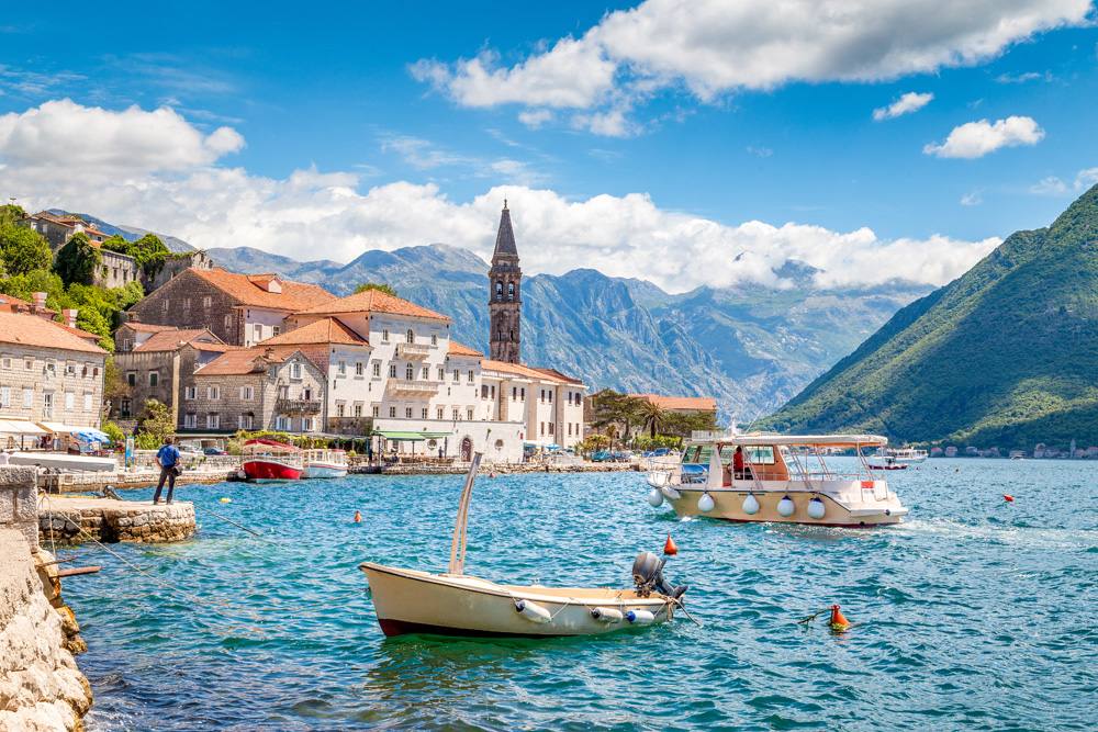 Historic town of Perast on a beautiful summer day, Montenegro 