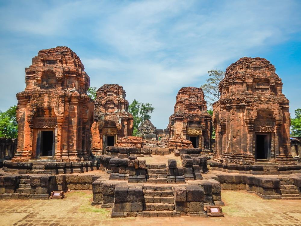 Khmer temple ruins of Prasat Muang Tam in the province of Buri Ram in Isan, Thailand 