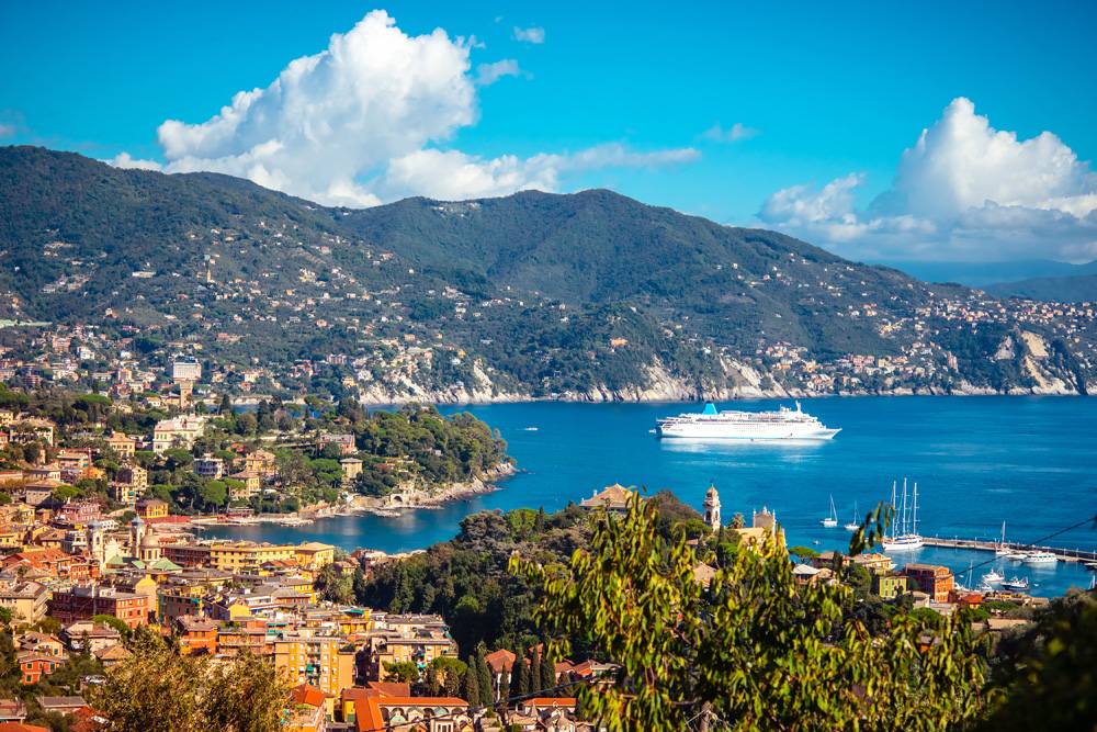 Panoramic view of the city of Santa Margherita, Ligur, Italy 