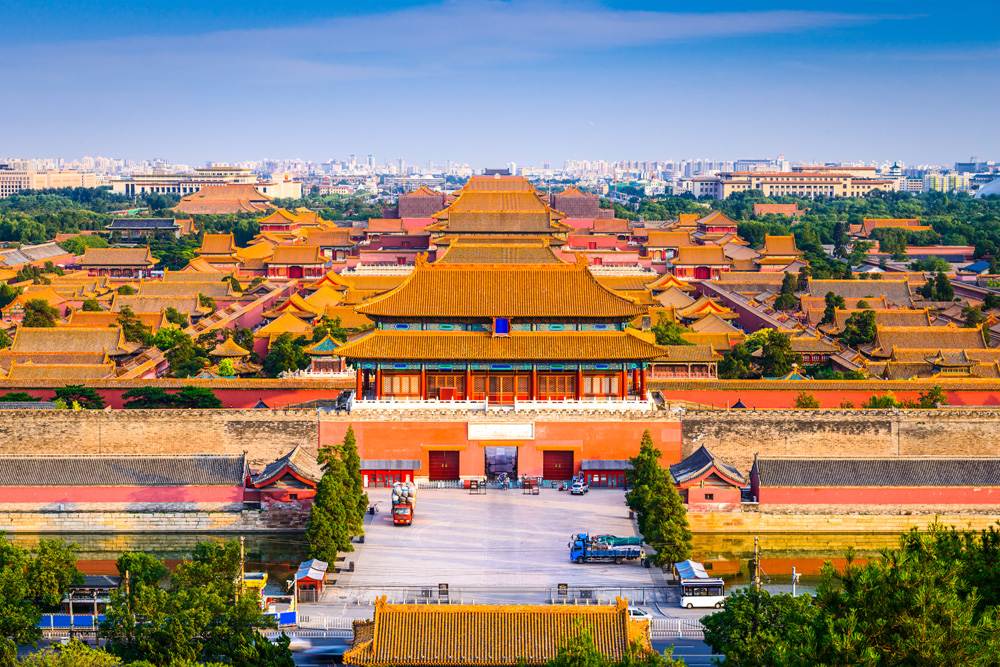 Skyline of the Forbidden City, Beijing, China 