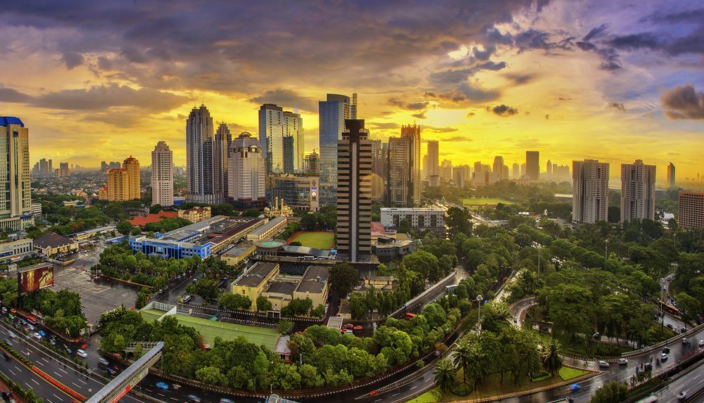 City of Jakarta at sunset, Indonesia 