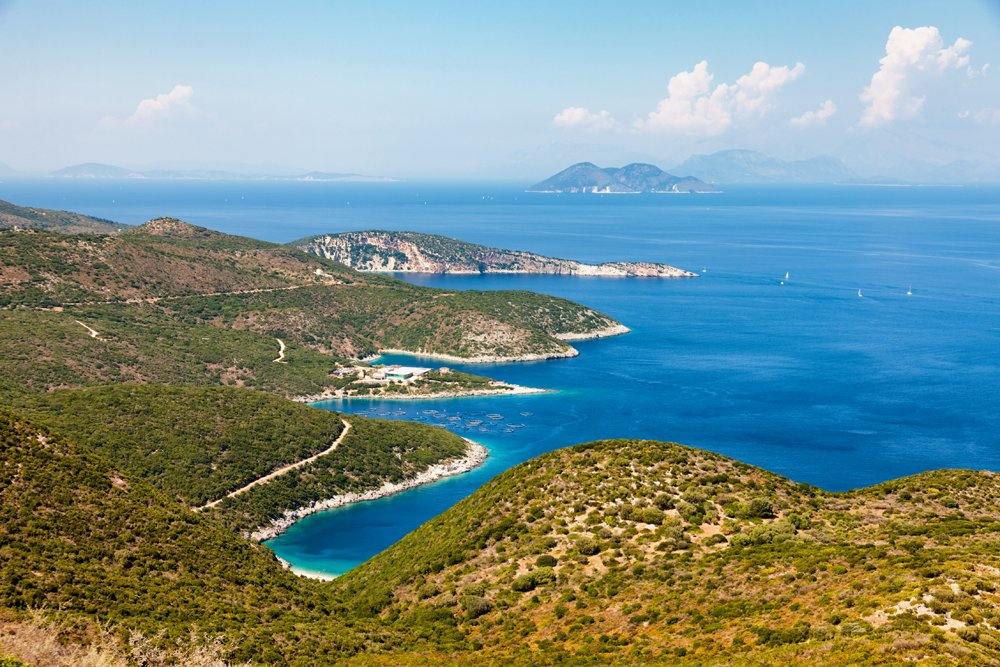 Panoramic view of Ithaca island, Ionian Islands, Greece 