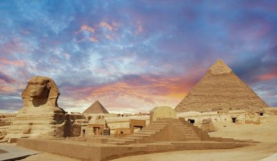 Pyramids of Giza and Sphinx in Cairo, Egypt