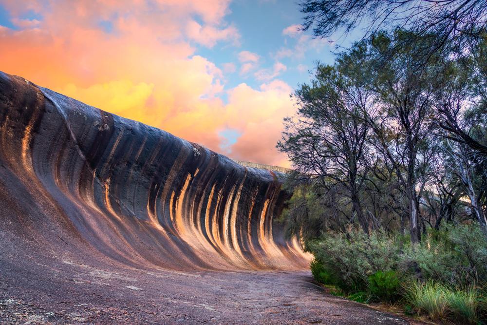 Sunset at Wave Rock near the town of Hyden, Western Australia, Australia 