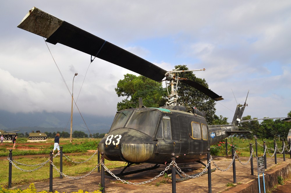 Vietnam War helicopter on display at the former site of Khe Sanh Combat Base, Vietnam 