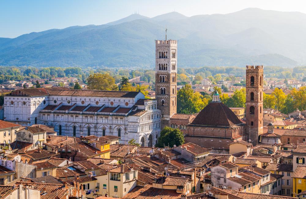View of Lucca, with Duomo of San Martino (Lucca Cathedral), Italy 