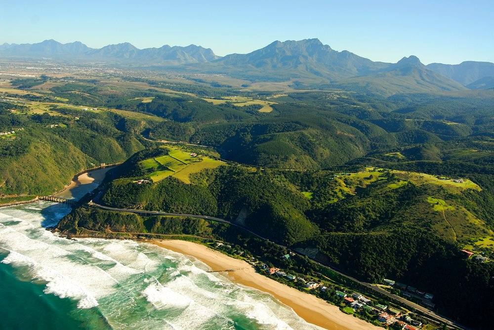Aerial view of The Wilderness on the Garden Route, South Africa