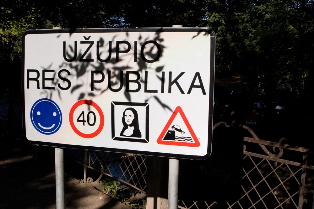Funny road sign in Uzupis, Vilnius, Lithuania 