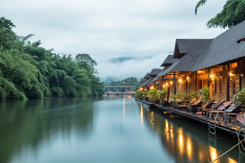 Jungle Raft Resort on River Kwai, near Bangkok, Thailand 