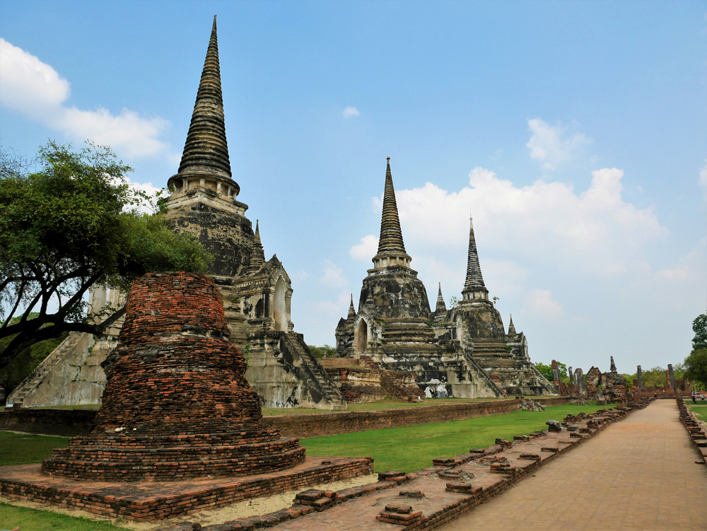 Ruins of Wat Phra Si Samphet in Ayutthaya, Thailand 