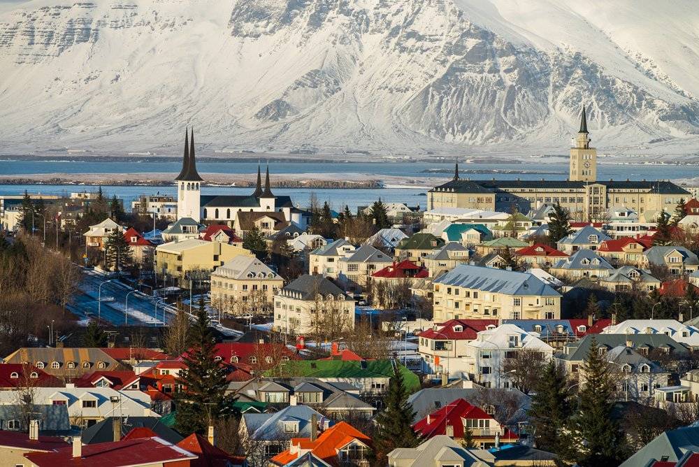 Scenic view of Reykjavik, Iceland 