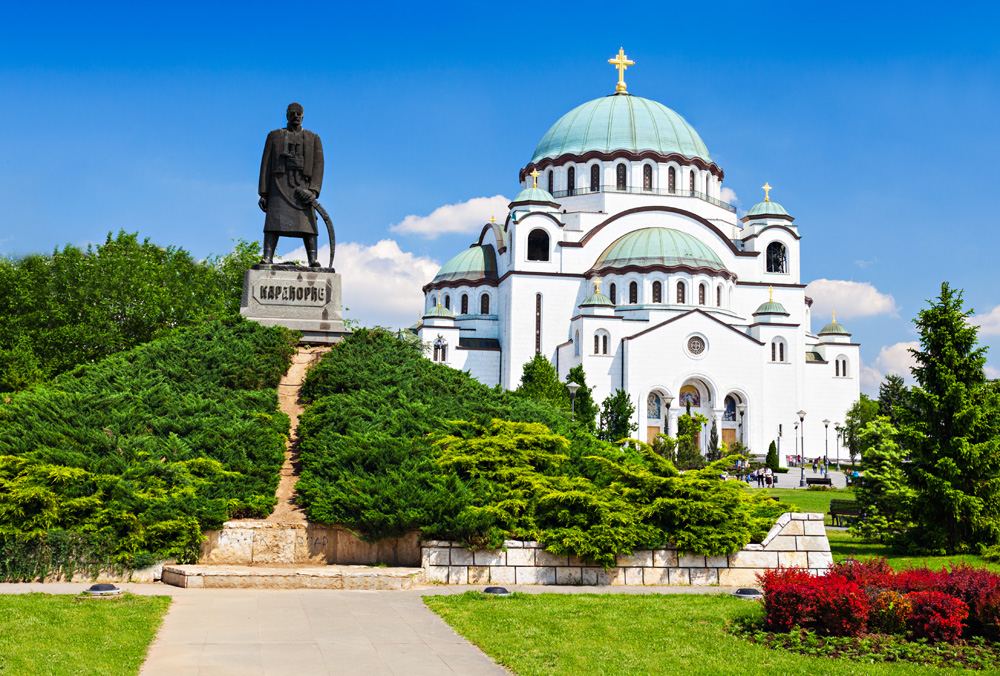 St. Sava Cathedral and statue of Karadjordje, Belgrade, Serbia 