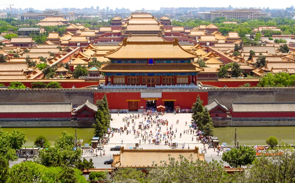 Aerial view of Forbidden City in Beijing, China