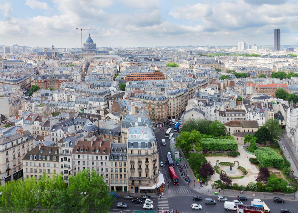 Aerial view of Latin Quarter in Paris, France 