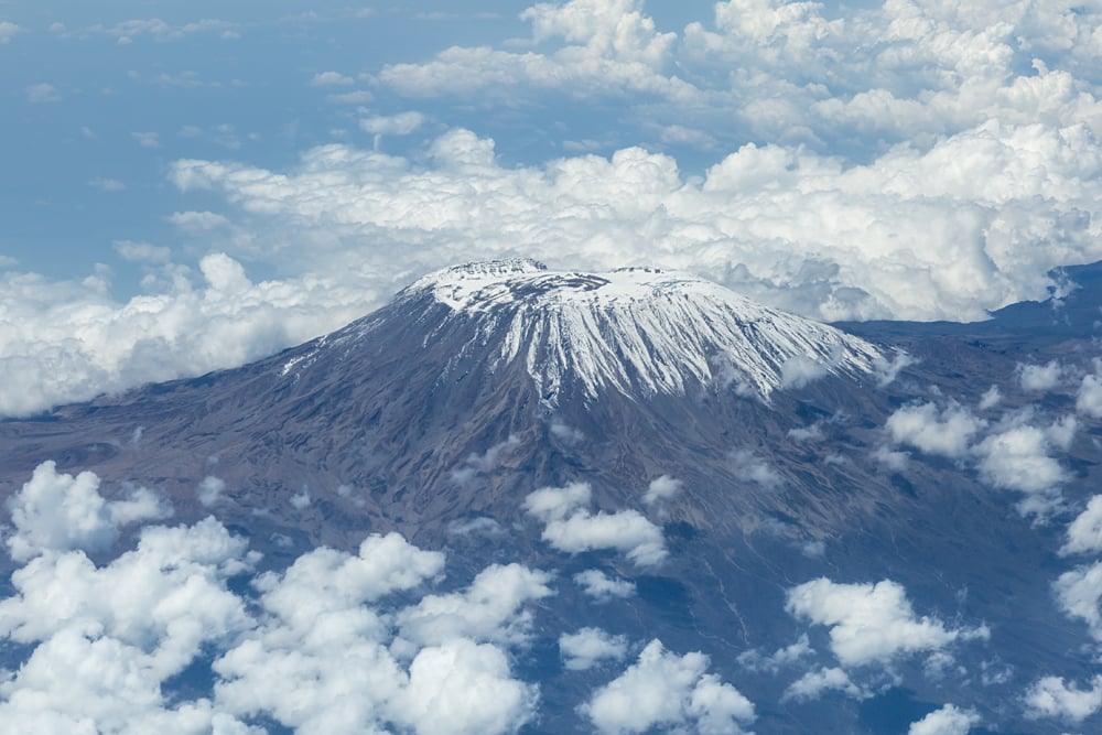 Aerial view of Mount Kilimanjaro, Tanzania 