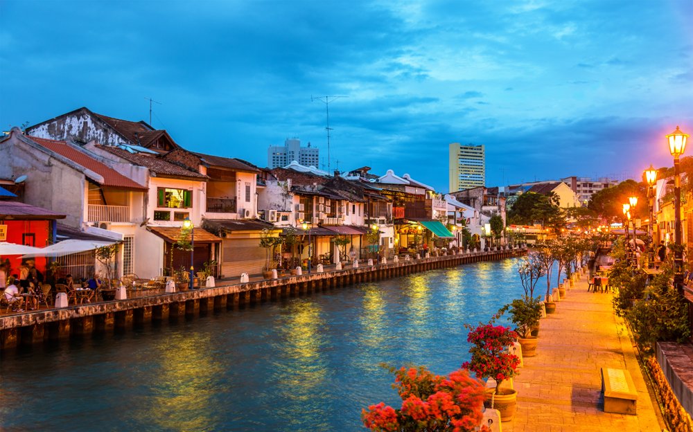 Old town of Malacca and the Malacca river, Malaysia