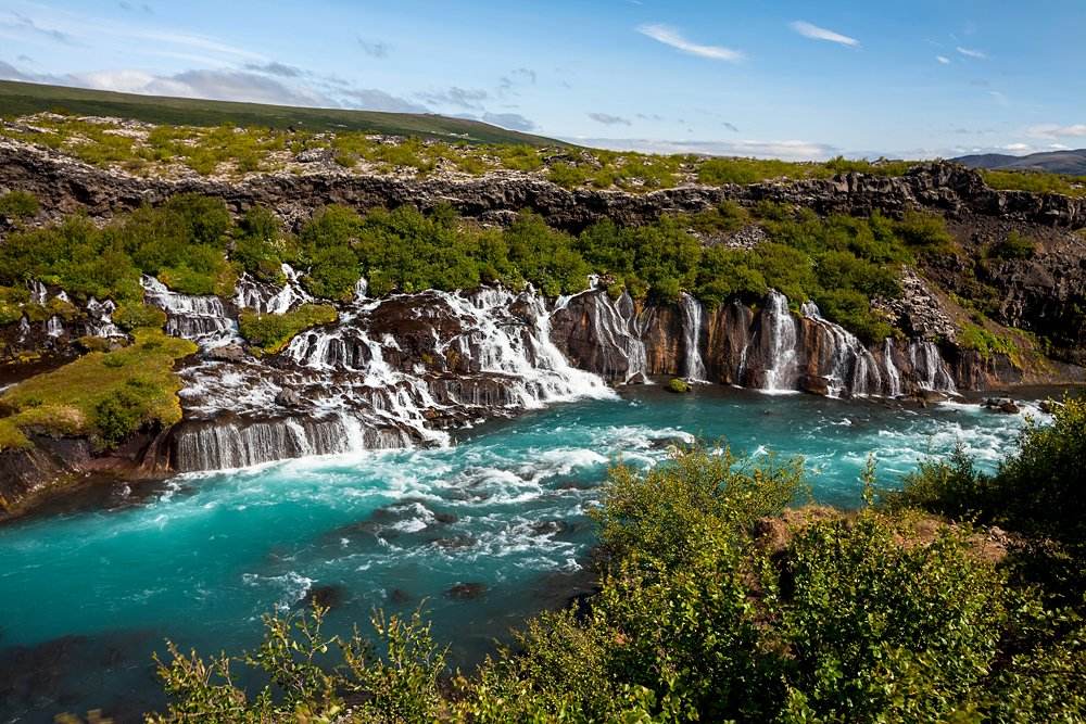 Hraunfossar series of waterfalls, Iceland 
