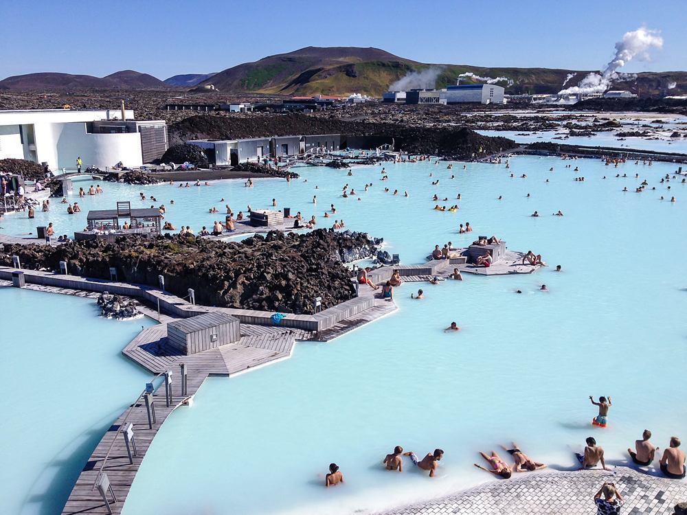 Visitors enjoying the Blue Lagoon facilities, Iceland 