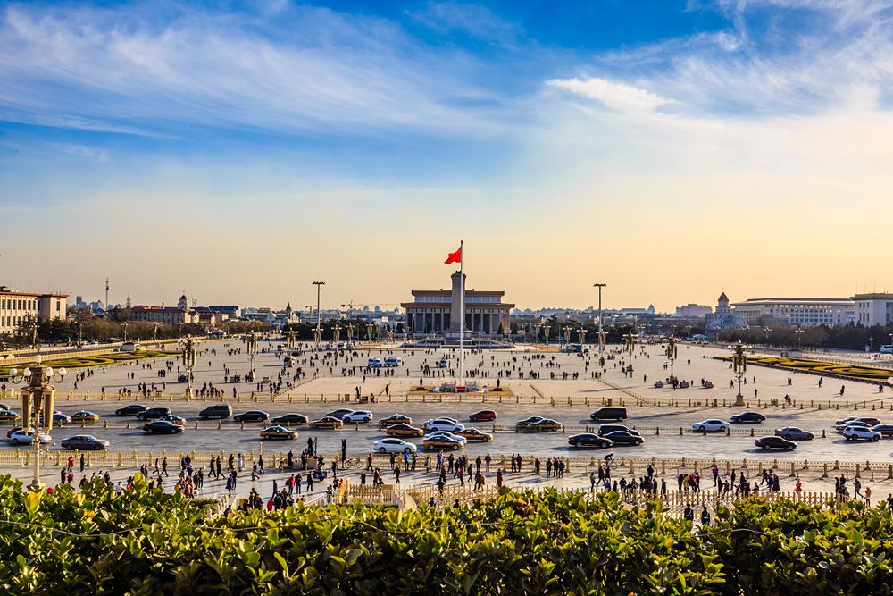 Panoramic view of Tiananmen Square, Beijing, China 