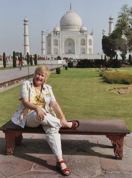 Pene Hollingworth at Taj Mahal, Agra, India