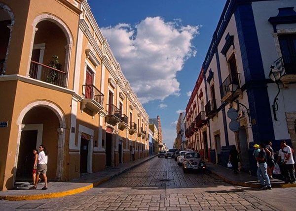 Cobbled street in the town of Merida