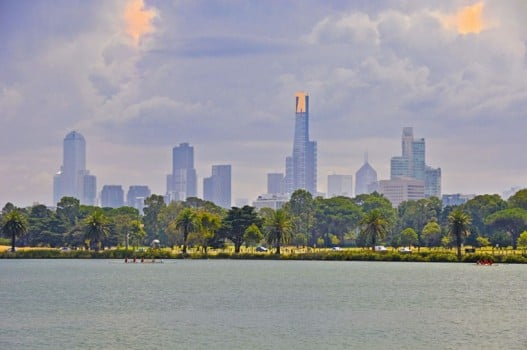 Melbourne City Skyline with Eureka Tower in Background
