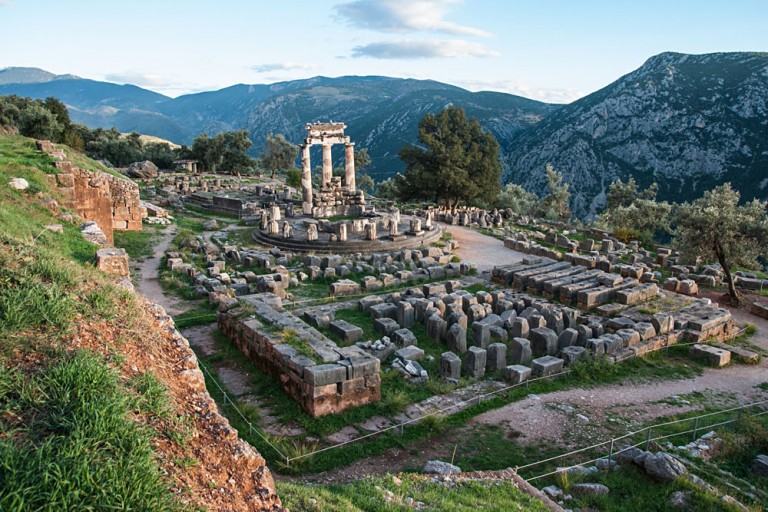 Ruins of an Ancient Greek Temple of Apollo at Delphi