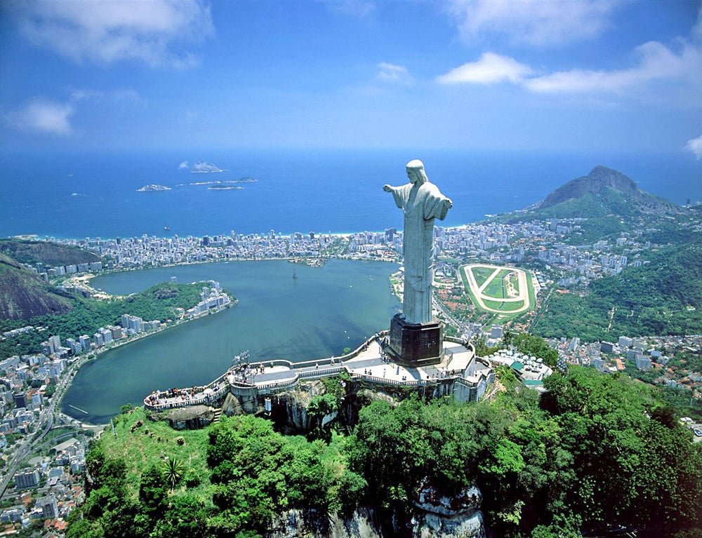 Aerial View of Rio and Christ the Redeemer Statue, Brazil