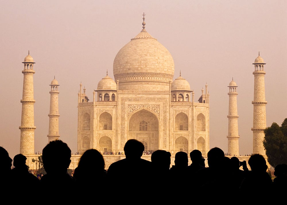 View of Taj Mahal with Tourist Silhouettes