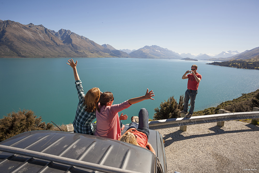 Friends Relaxing on a Self Drive in Queenstown, New Zealand