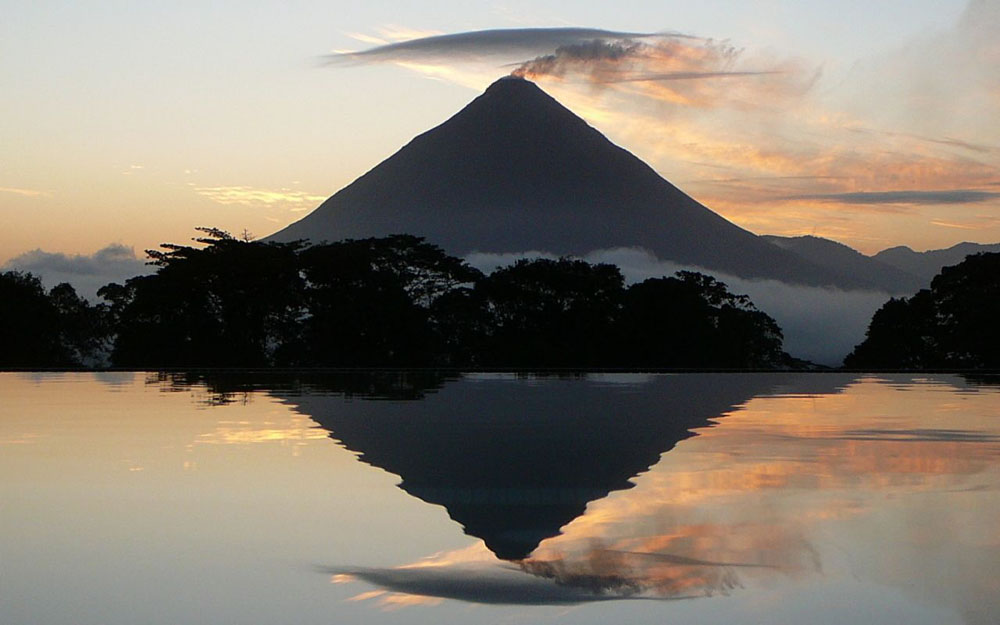 Arenal Volcano at Sunset with Reflection, Costa Rica
