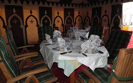 Dining at Gold Sand Camp, Morocco