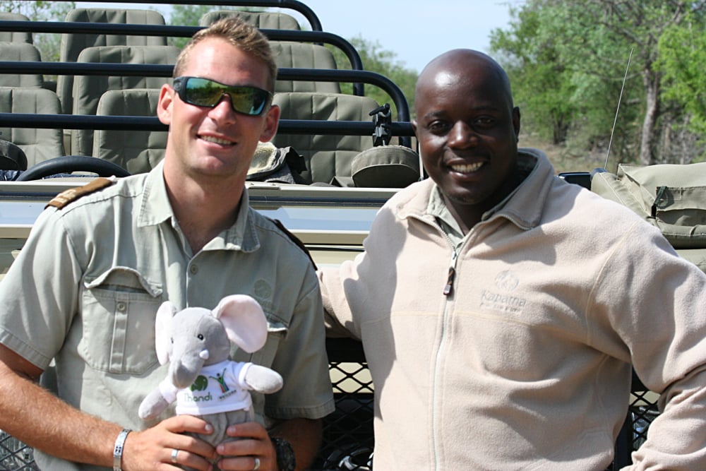 Kirsty Perring - Kapama Private Game Reserve - Goway Mascot, Thandi, with Game Ranger and Tracker, South Africa