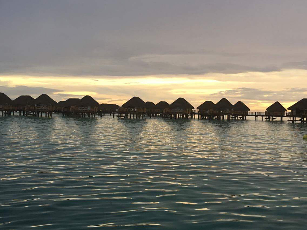Kelly Marshall - Tahitian Sunset Over Overwater Bungalows, Islands of Tahiti (French Polynesia)