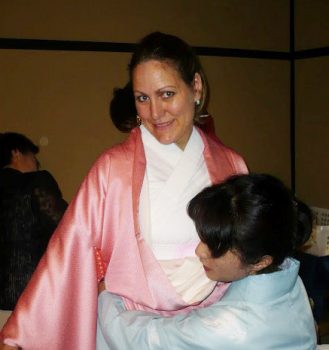 Goways general manager, Diane Molzan, gets fitted in her own kimono