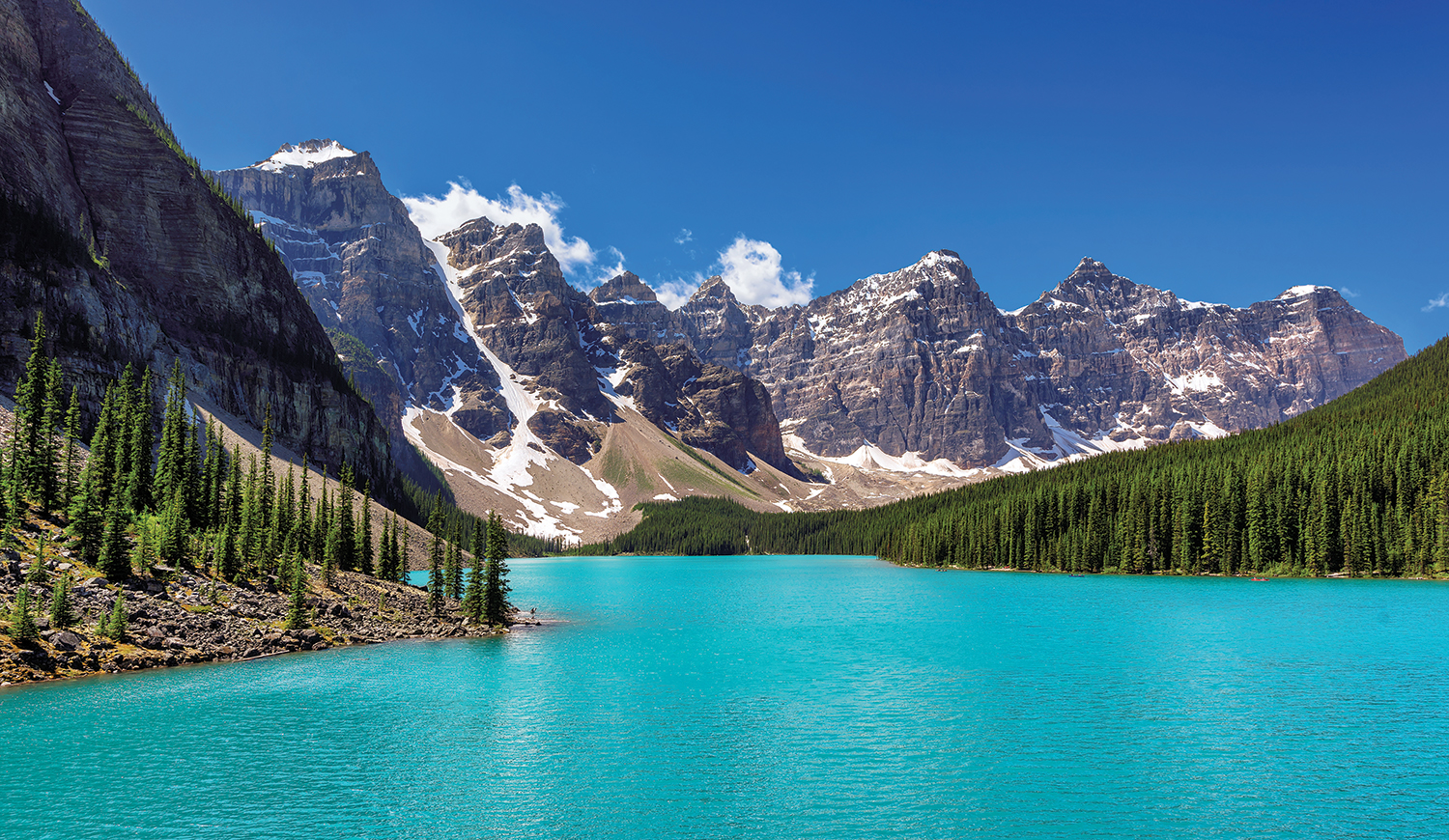 Beautiful turquoise lake of the Rocky mountains, Moraine lake, Banff National Park, Canada