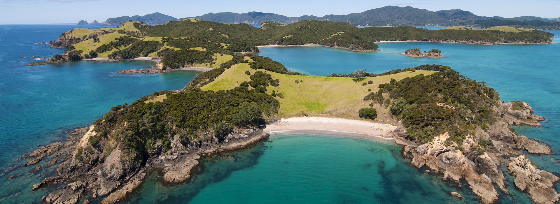 Aerial views of islands in New Zealand